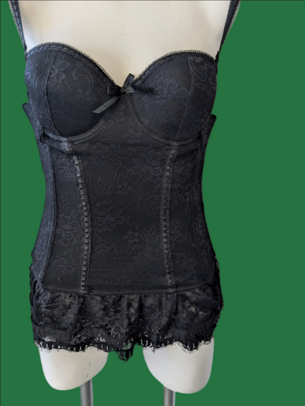 BUSTIER Black Lace Bustier Chemise - Women Intimates Size L